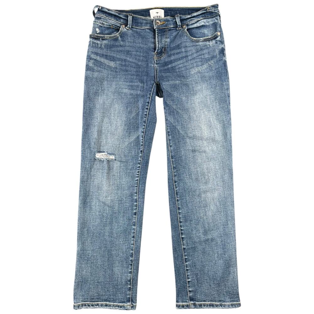 Serra by Joie Rucker Cropped Straight Leg Jeans Distressed Rockpoint Blue - 28